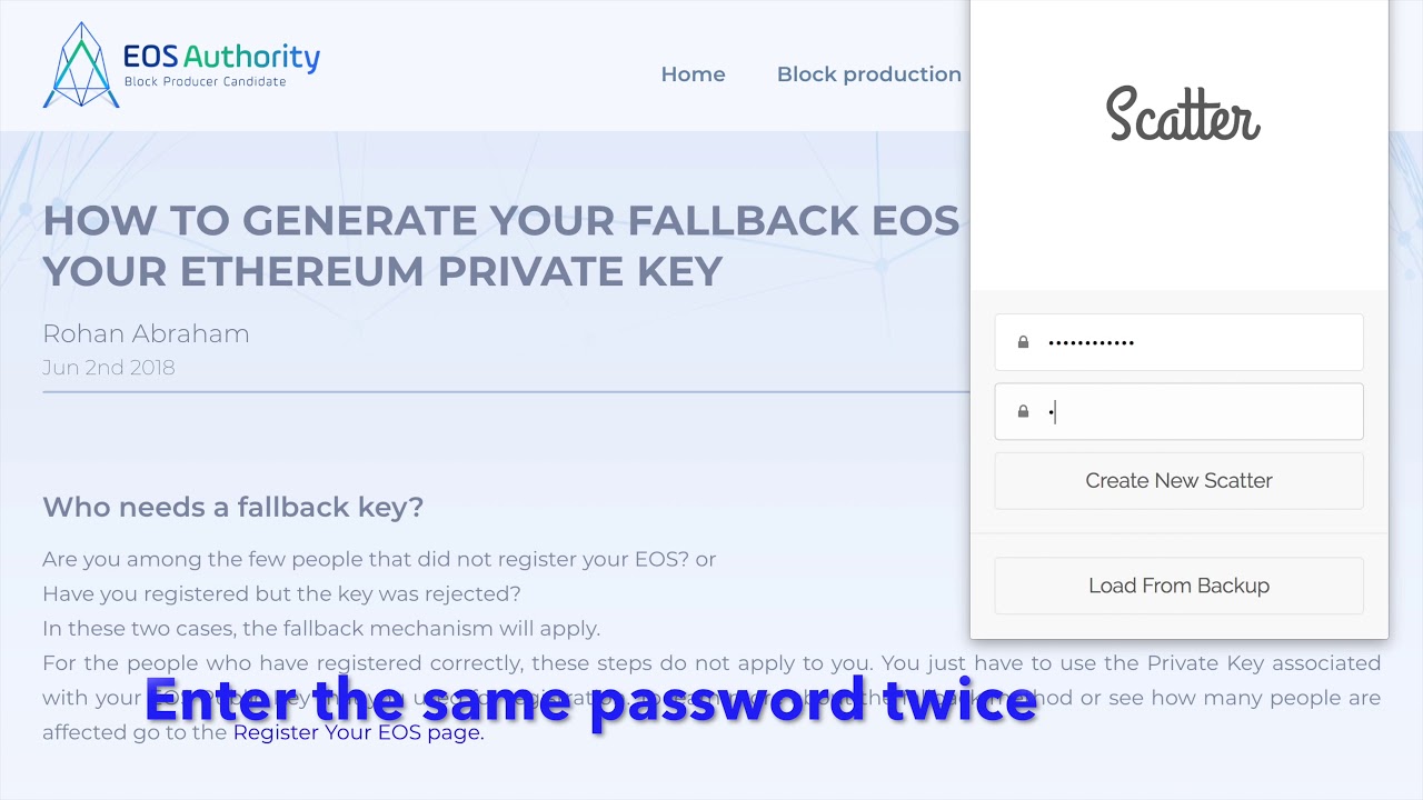 Generating your EOS fallback keys with Scatter - 2 mins (Only for the 1% fallback)