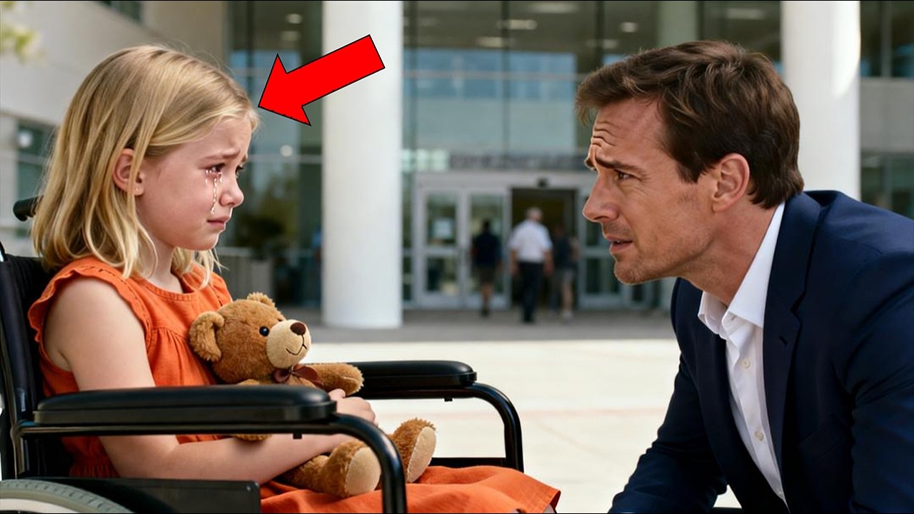 WHEELCHAIR GIRL HOLDS AN OLD TEDDY AS A BILLIONAIRE ARRIVES — HER WHISPER BREAKS HIM