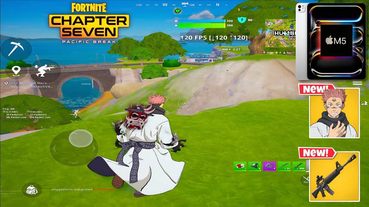 iPad Pro M5 120 FPS Fortnite Mobile Gameplay *Ryomen Sukuna High Kills Solo Win Fortnite Chapter 7*