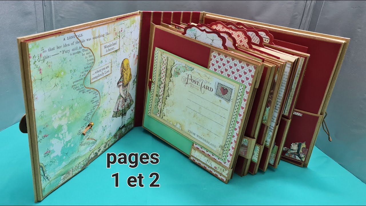 Tuto Album Alice in wonderland. pages 1et 2 .SCRAPBOOKING.