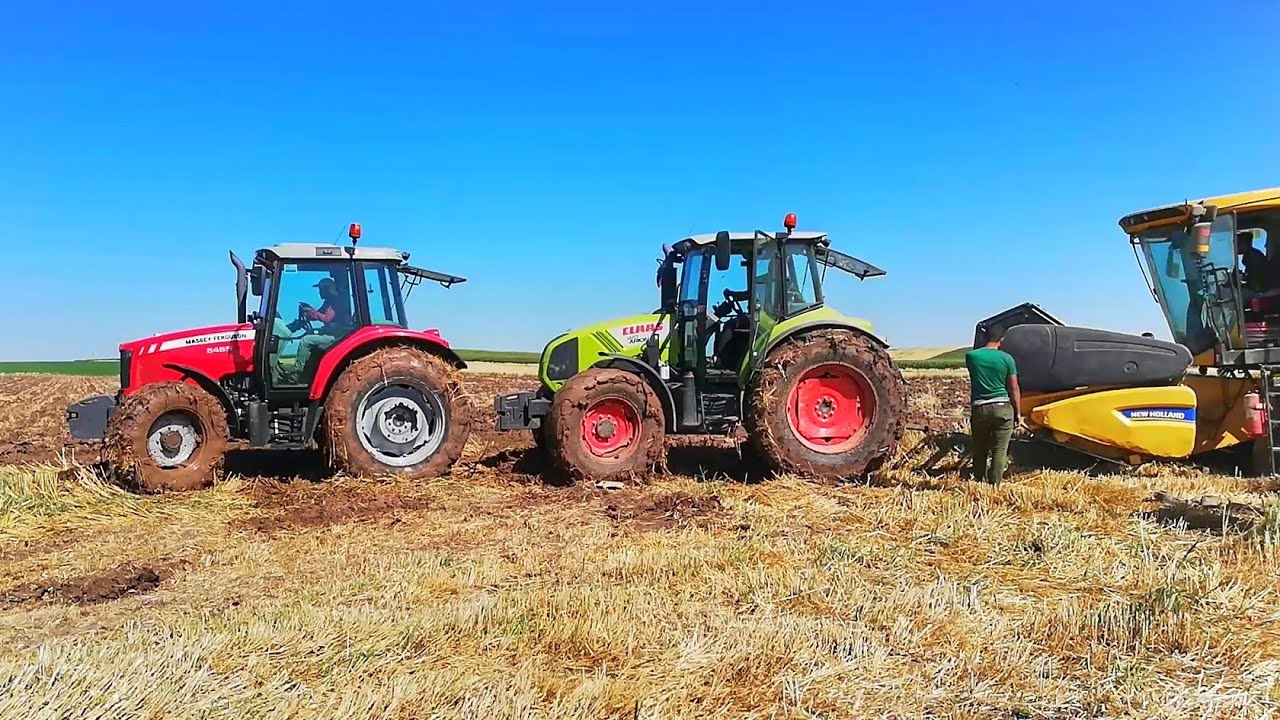 Çamurda Kalan Biçeri Kurtarma Operasyonu #2 *Massey Ferguson 5455- Claas 410 Orion*