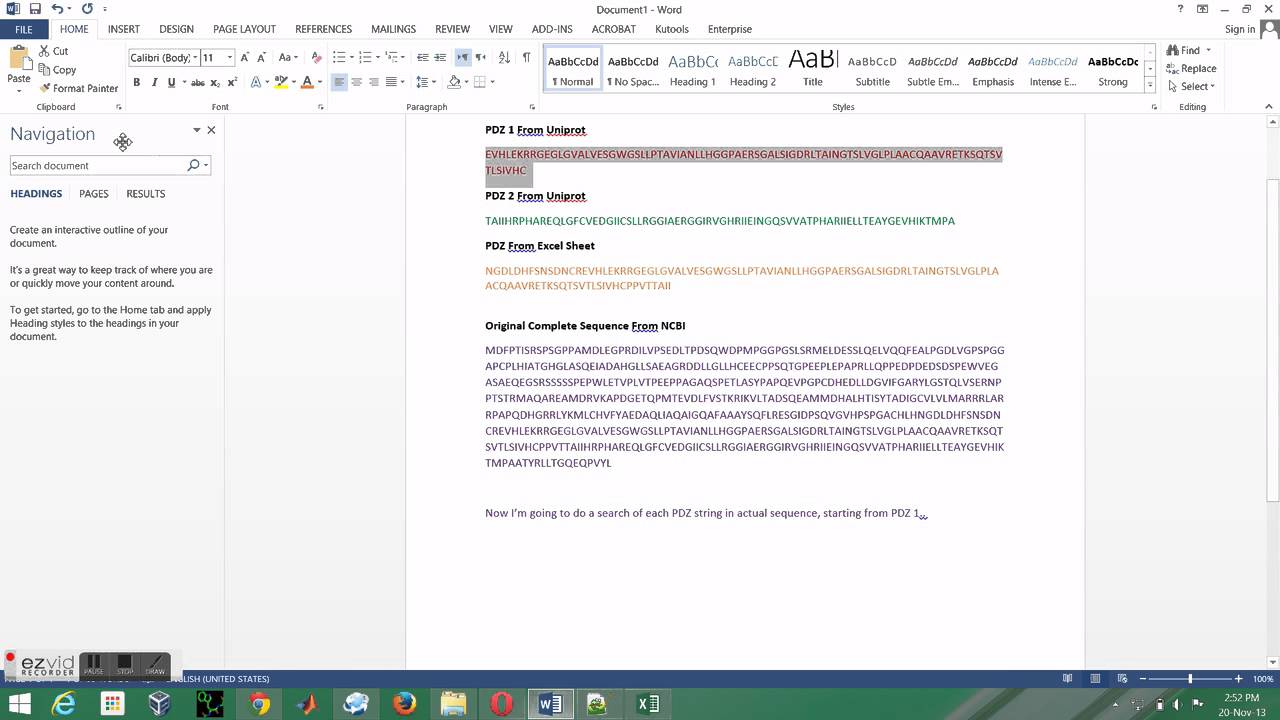 PDZ domains from Uniprot and our excel sheet: A comparison