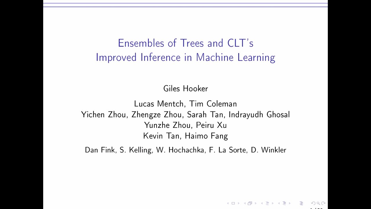 Giles Hooker: Trees and V’s: Inference for Ensemble Models