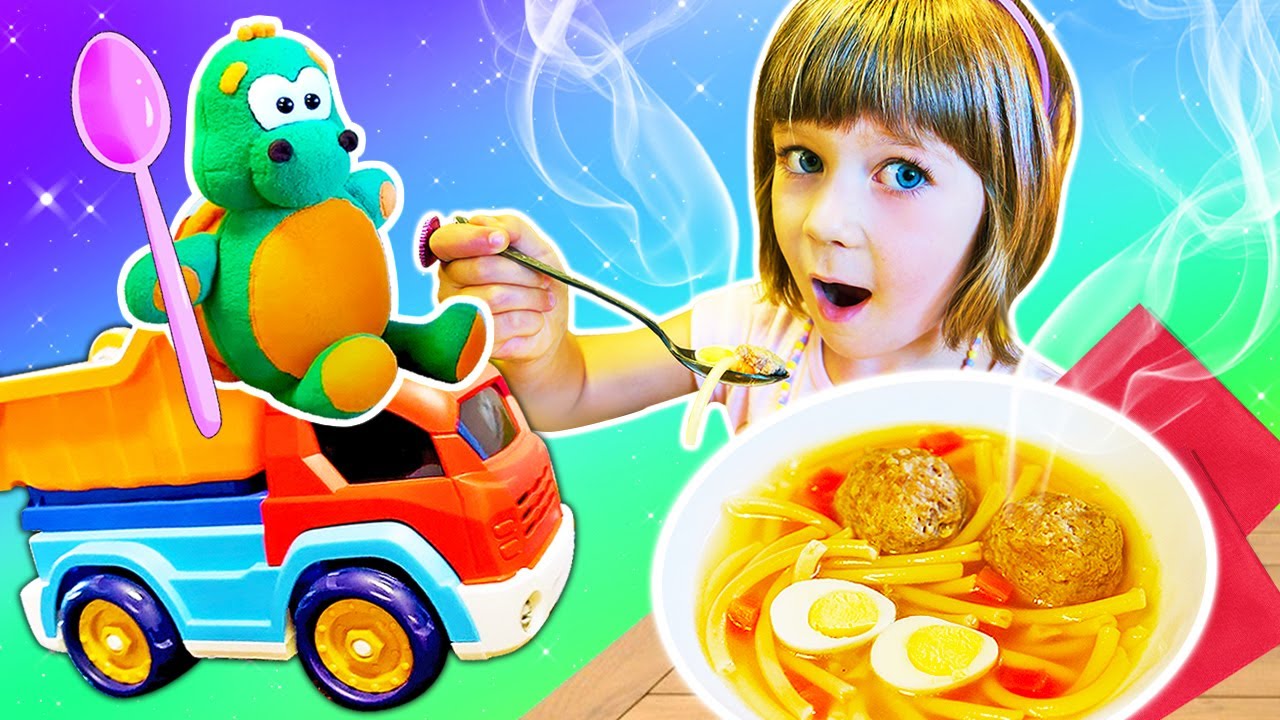 La soupe aux boulettes de viande pour Bianca et Charles. C’est délicieux !