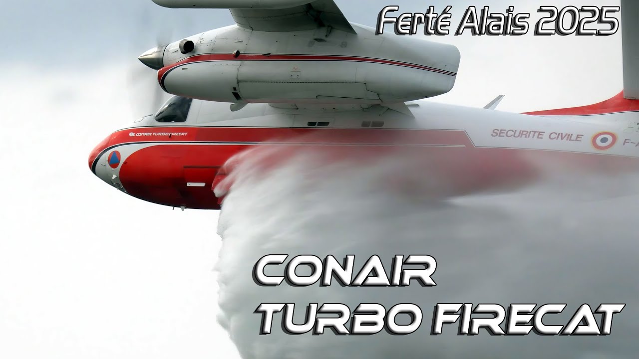 La Ferté Alais 2025.Conair Turbo Firecat .Grumman S-2FT .Démonstration unique . 4K Airshow 2025