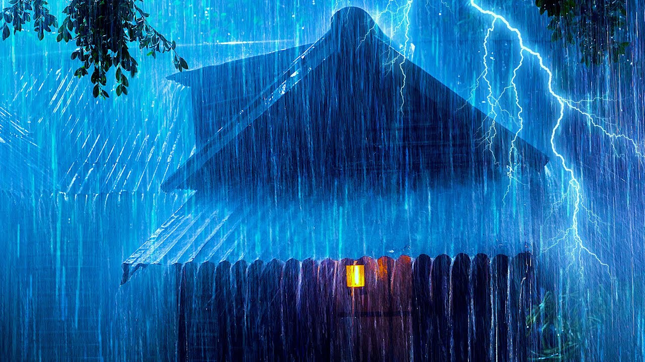 NIGHT THUNDERSTORM SOUNDS 🌩️Torrential Rain & Thunder Sounds for Sleeping & Meditation