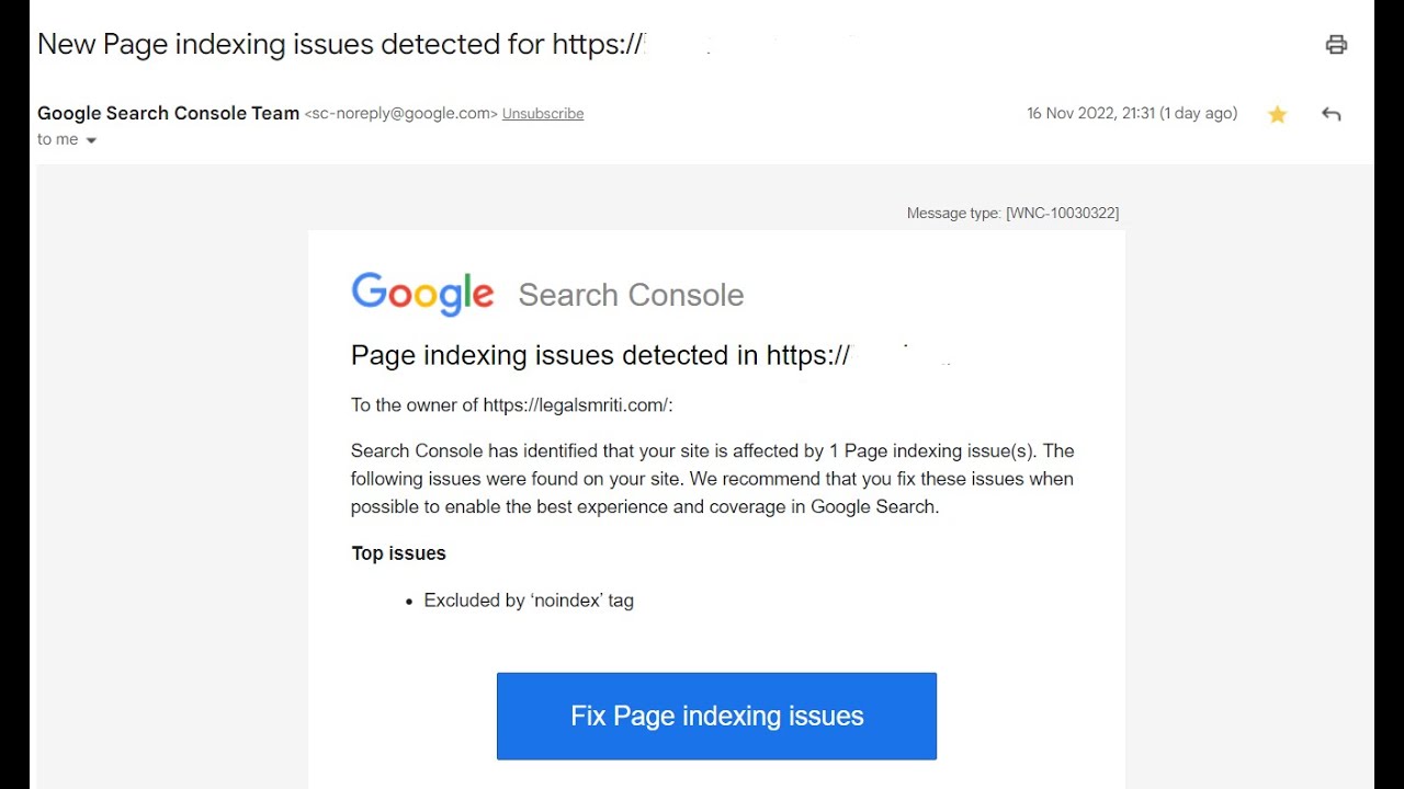 Page indexing issues detected | Fix google indexing issue