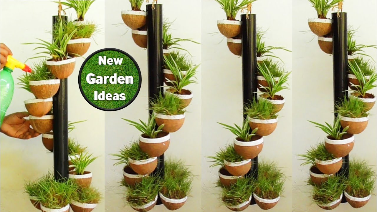 How to Make Coconut Shell Tower pot/Beautiful Tower pot/Easy Making ideas/New Method