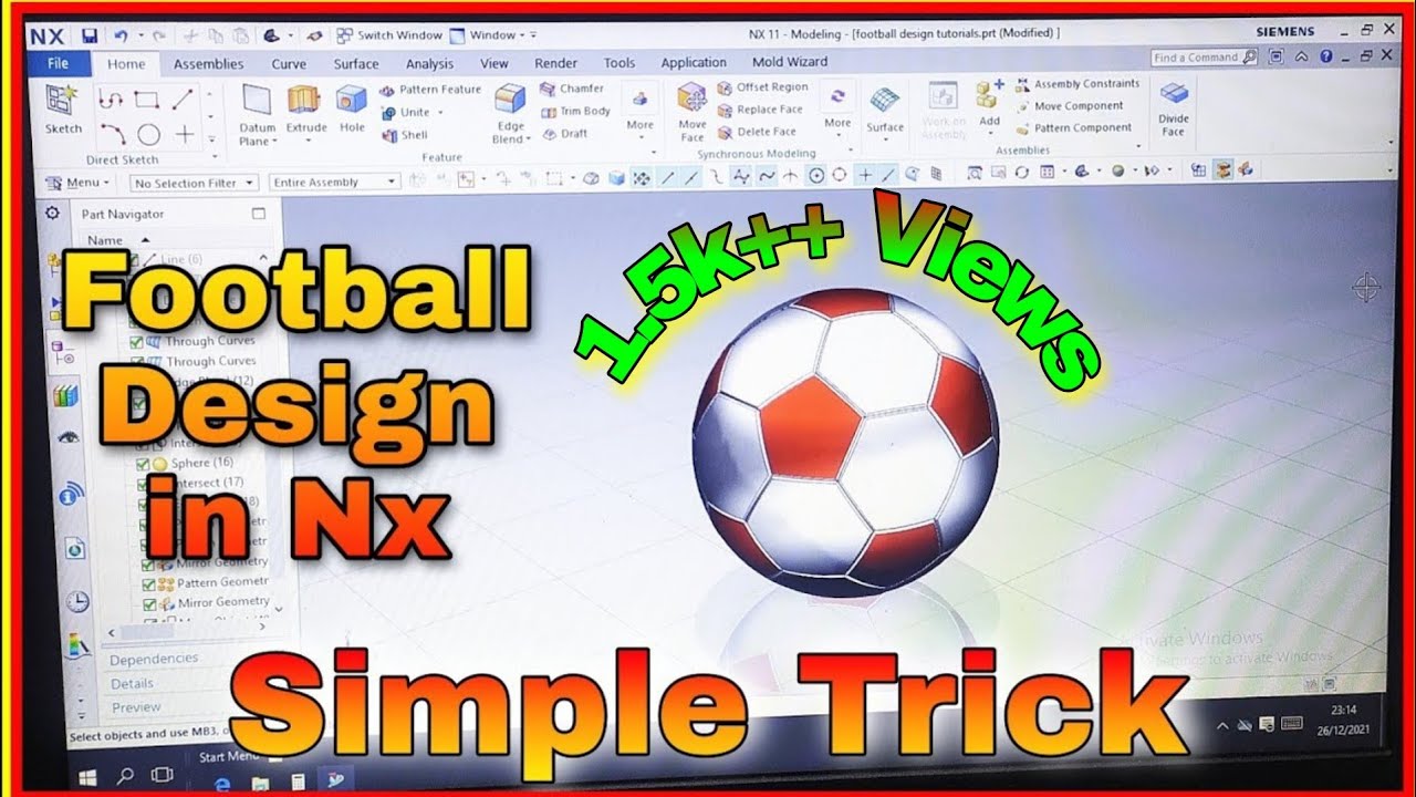#8 How to Design Football in Nx Unigraphics | Soccer football 3D Design | Step By Step full tutorial