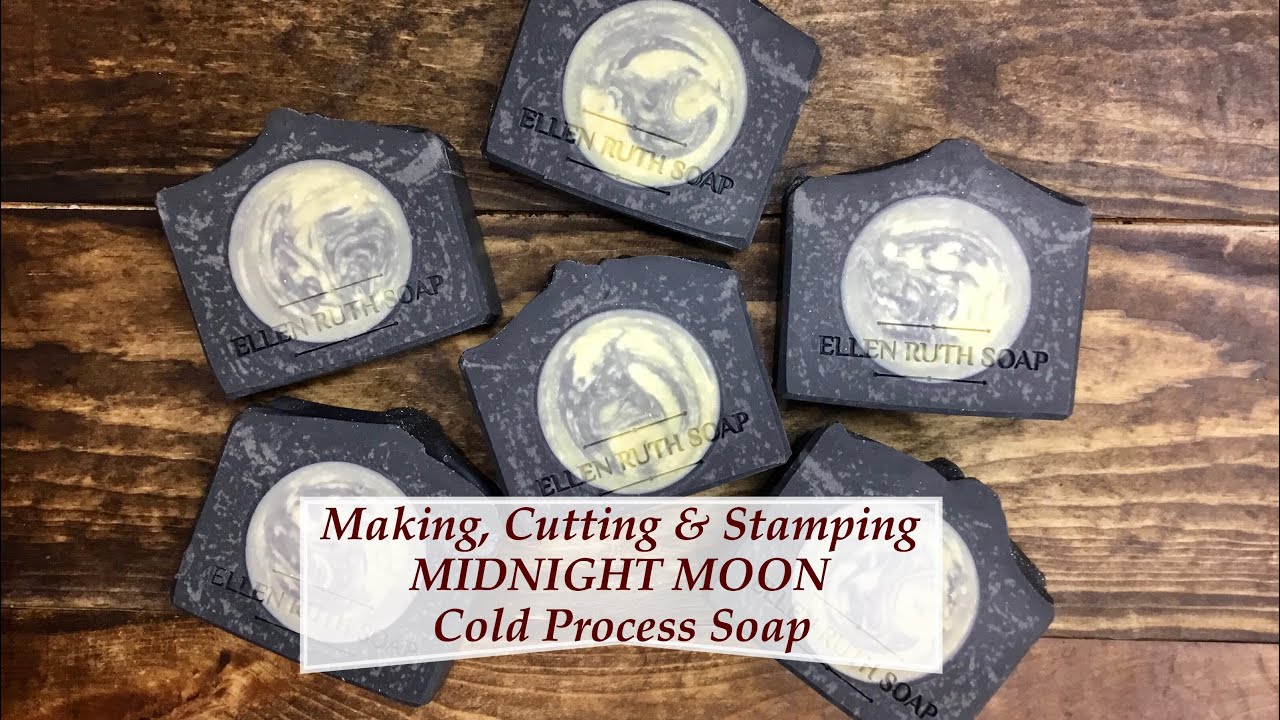 Making Midnight Moon w/ PVC mold embeds & Activated Charcoal | Ellen Ruth Soap