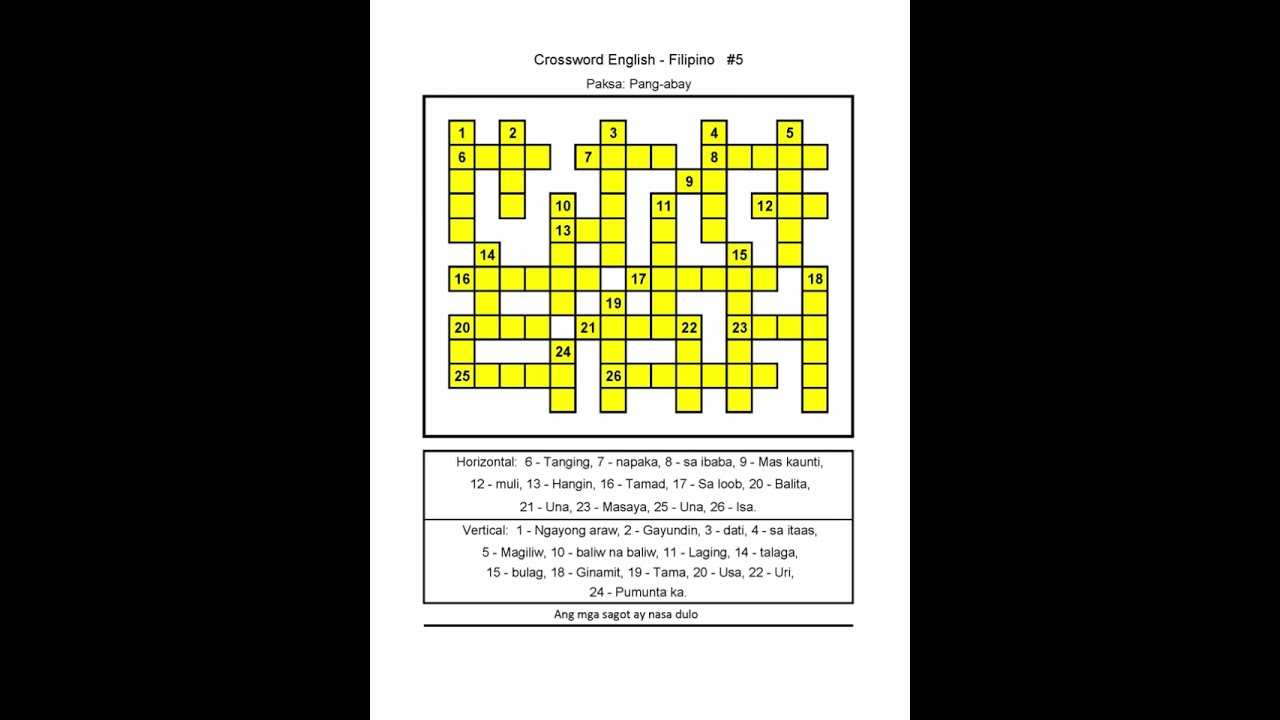CrossWord English - Filipino  #5