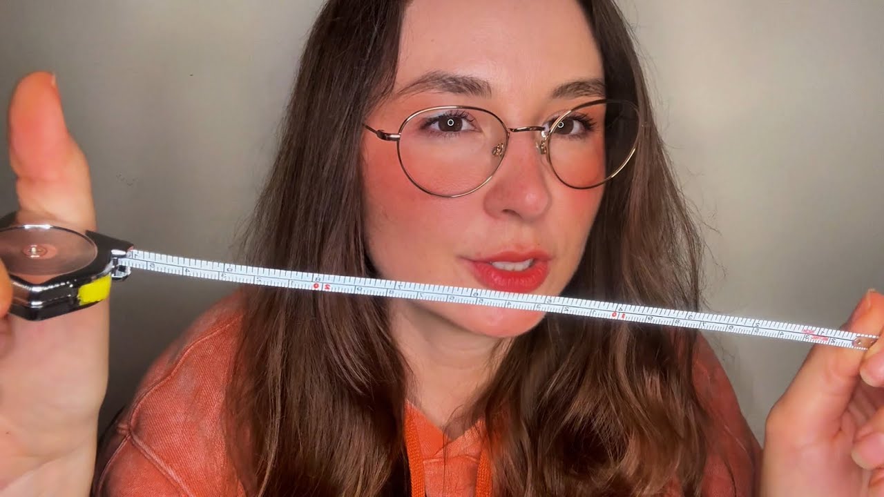 ASMR measuring your face with tiny measuring tape and wooden ruler📏 