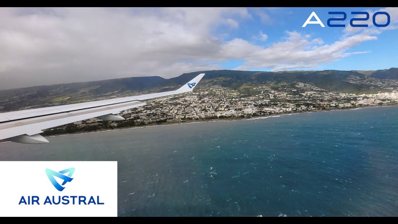 Landing with Air Austral in A220 on Reunion Island from Mauritius