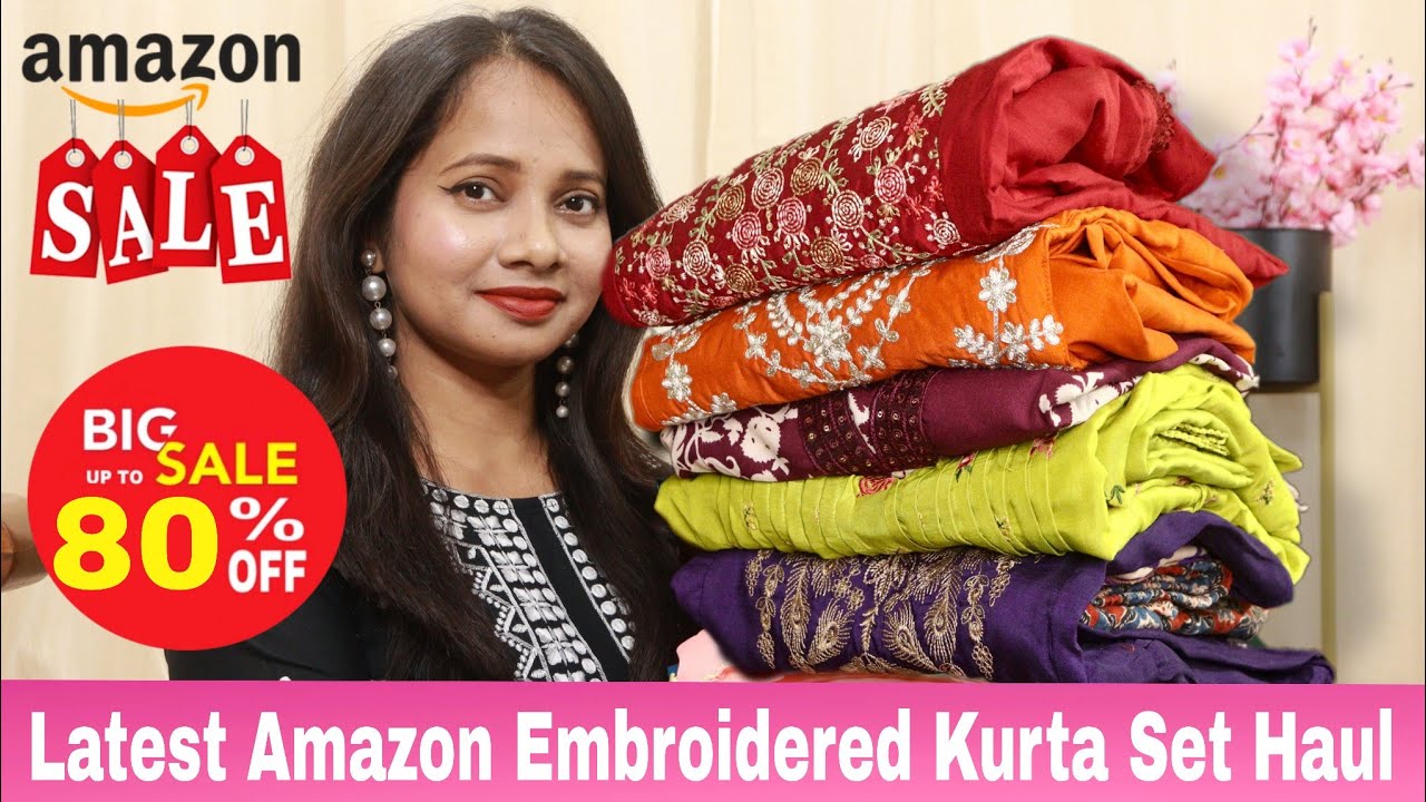 Latest Amazon Heavy Embroidery Kurta Set Haul | Summer Special Cotton Set | Ranjana R