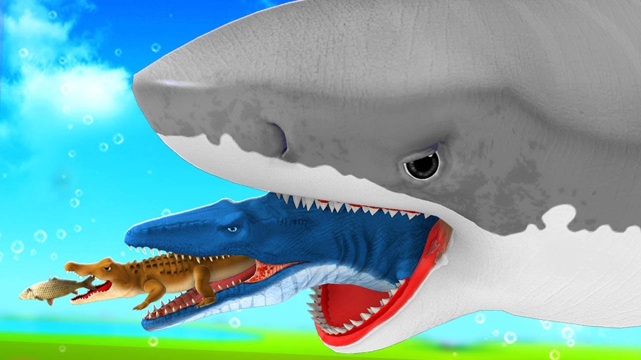 Epic Fish vs. Mosasaurus vs. Shark Battle! Fish Eat Fish Series Ending – 3D Animation Comparison