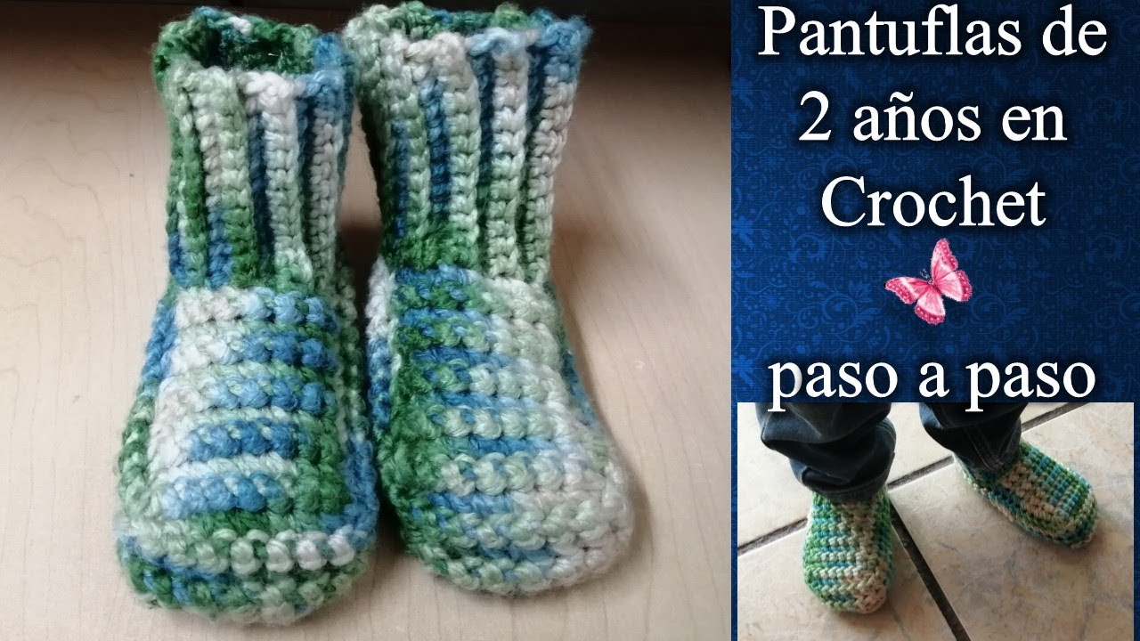 PANTUNFLAS NIÑO 2 AÑOS en crochet PASO A PASO