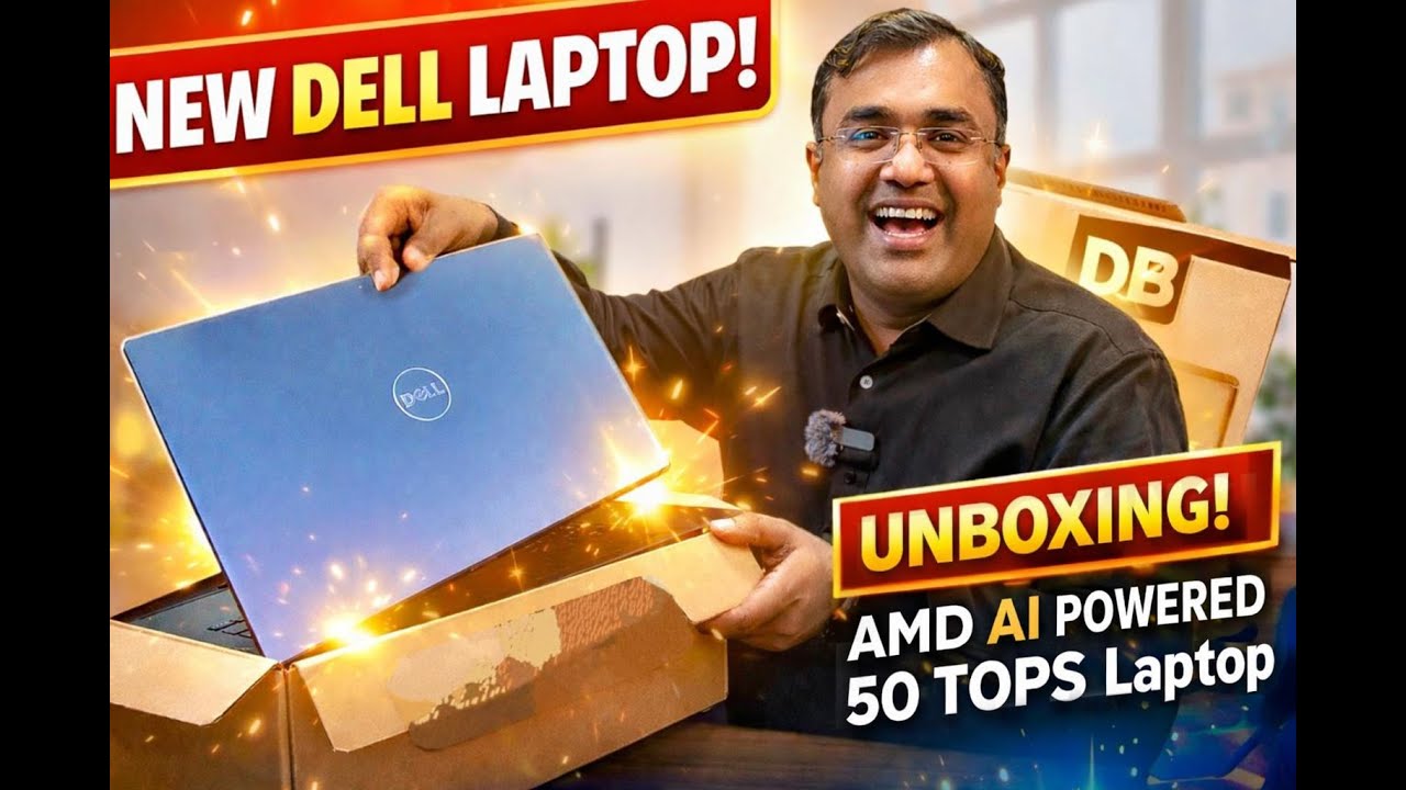 Распаковка ноутбука Dell AMD Ryzen AI 5 340, 50 TOPS | Новейший ноутбук 2026 года с поддержкой ИИ...