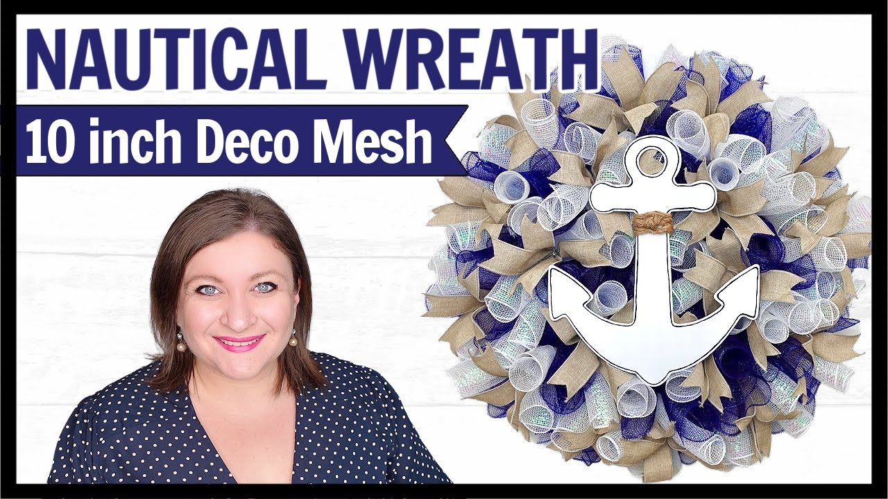How to make a NAUTICAL CRUFFLE Wreath 10 inch Deco Mesh Tutorial