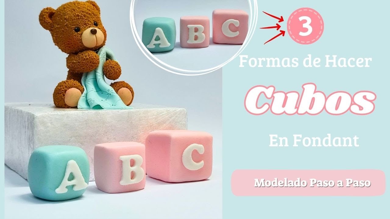 3 FORMAS de hacer CUBOS de FONDANT// Bloques de letras de Fondant// Cómo Forrar un cubo con fondant