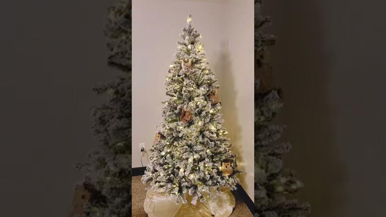 King of Christmas 7' Prince Flock Artificial Christmas Tree with 400 Warm White LED Lights