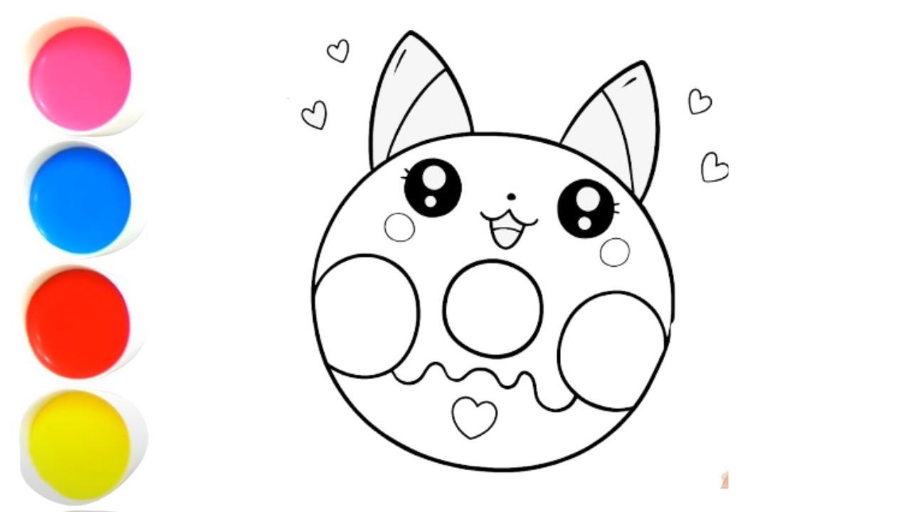 Cómo dibujar una linda dona de Pikachu | ¡Dibujo fácil paso a paso para niños y bebés!