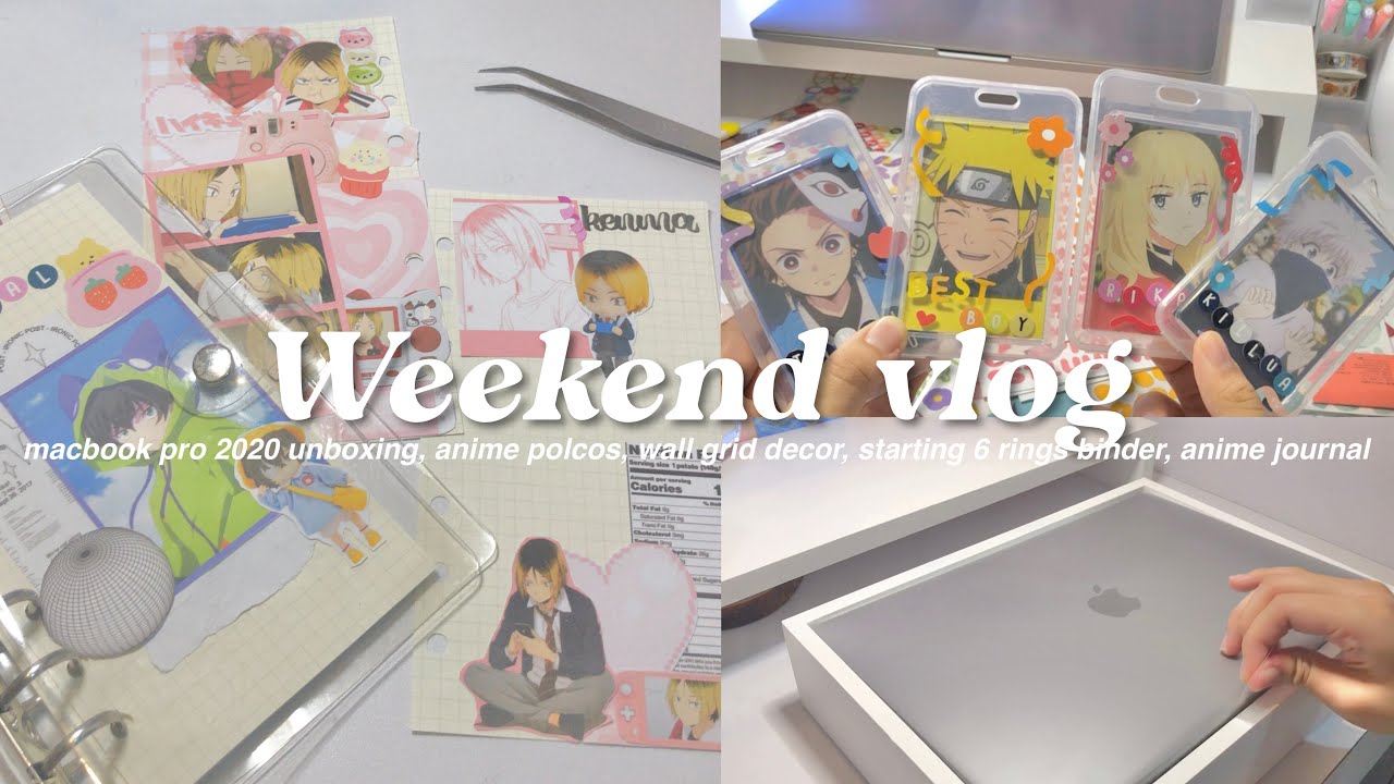 weekend vlog ; —macbook pro M1 unboxing, polcos, starting 6 rings binder, decorating wall grid🍭🍀