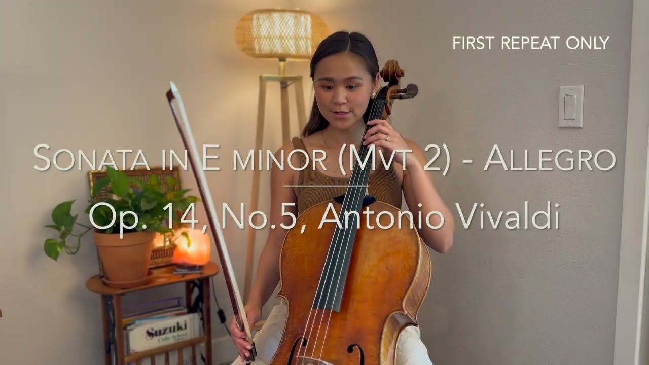 Vivaldi Sonata in E Minor - Mvt 2, Allegro (Cello Play Along) | Suzuki Cello Book 5