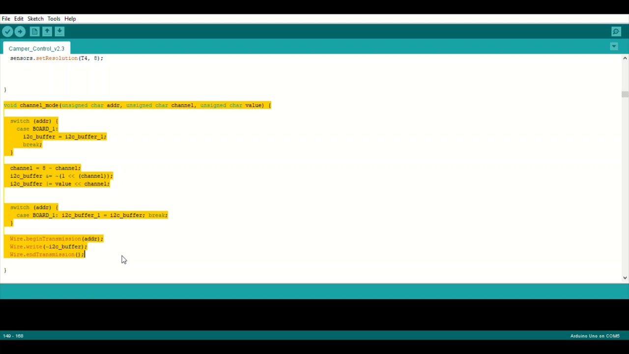 Camper Controller Arduino Code