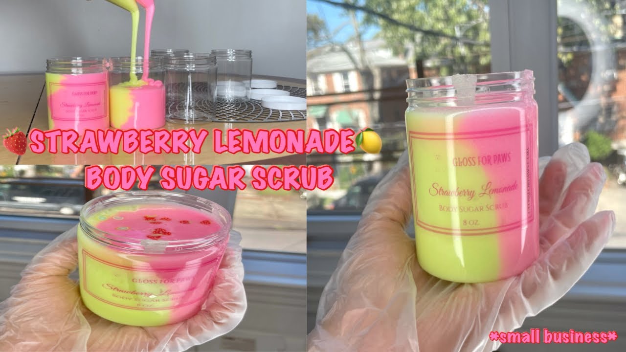 HOW TO MAKE STRAWBERRY LEMONADE BODY SUGAR SCRUB | SMALL BUSINESS