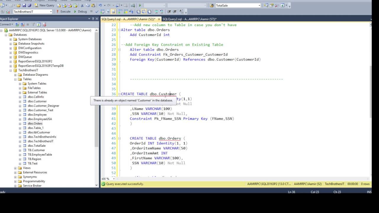 How to add Foreign key Constraint to existing table in SQL Server-SQL Server/TSQL Tutorial Part 68