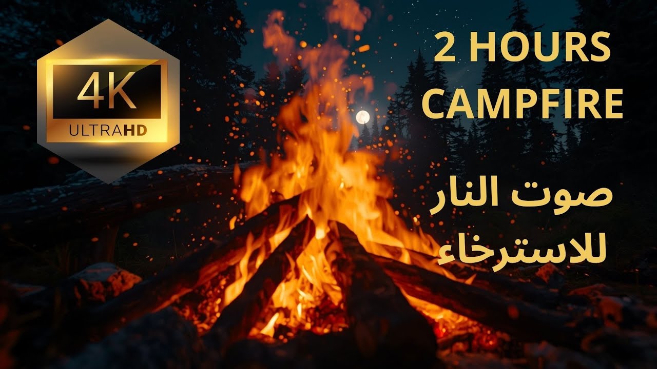 2 Hours Campfire 🔥 Forest Night Relaxing Fire Sounds 4K | خلفية نار