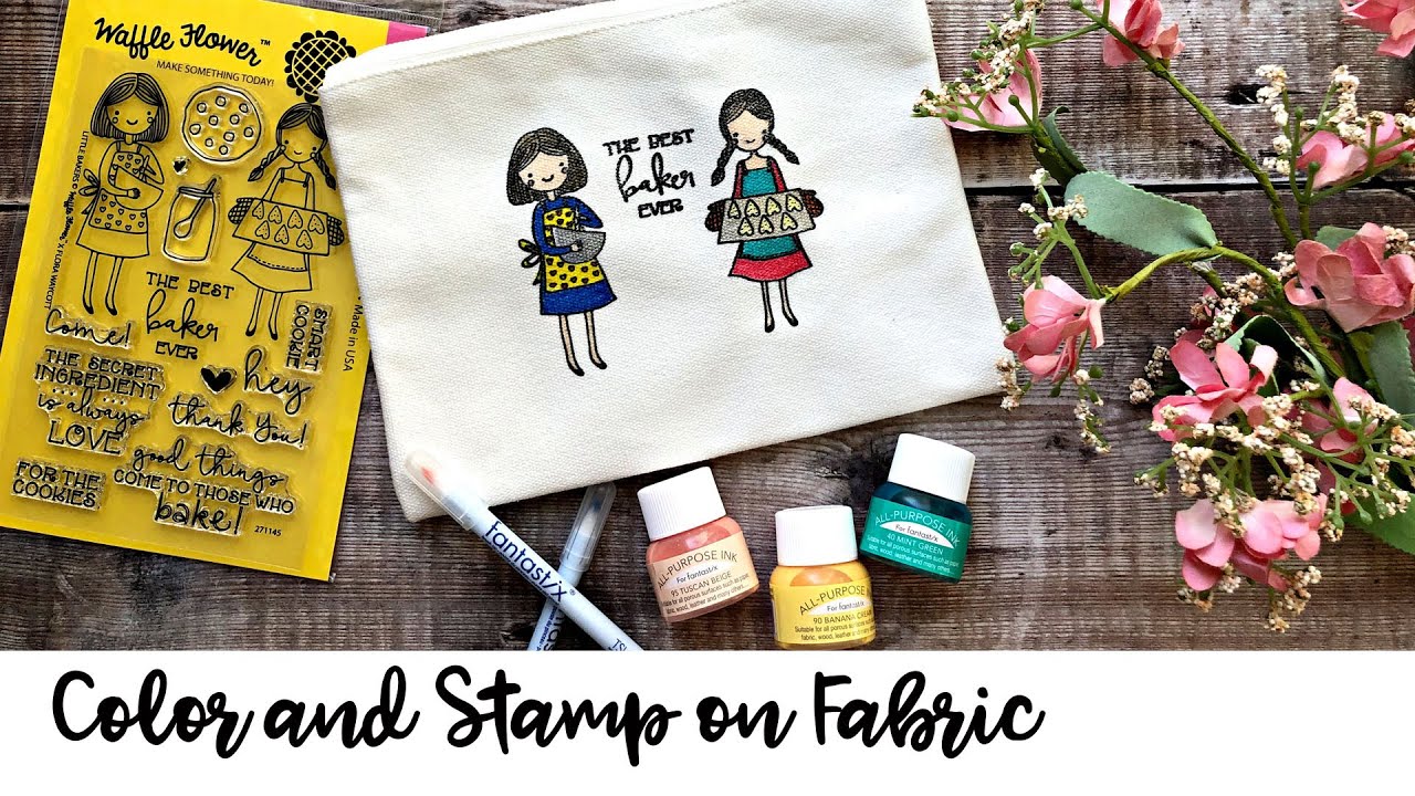 Color and Stamp on Fabric with Waffle Flower Stamps and All-Purpose Ink