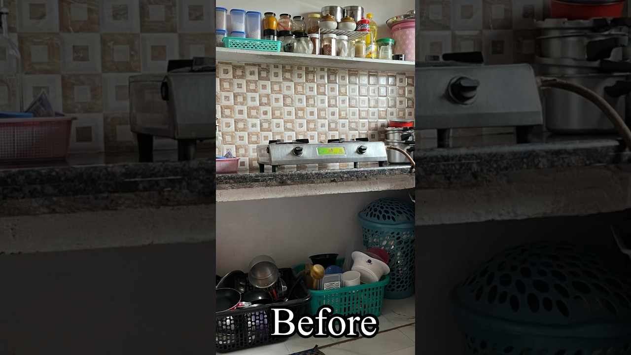 Non Modular Kitchen Makeover in a budget #kitchenmakeover #kitchendecorationideas #nonmodularkitchen