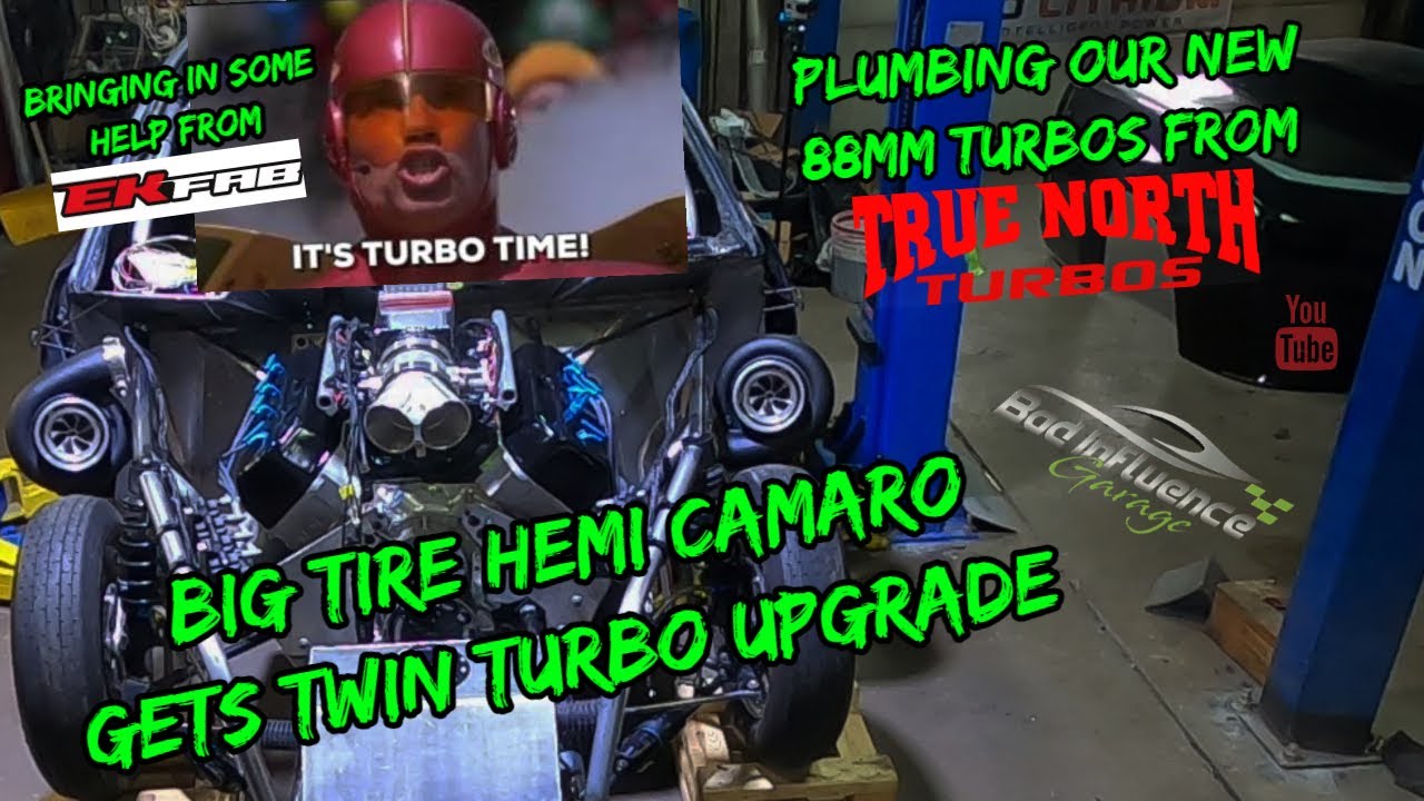 HEMI Camaro Gets TWIN TURBO UPGRADE, Big Tire/ No Prep Rebuild, NEW 88mm True North Turbos!
