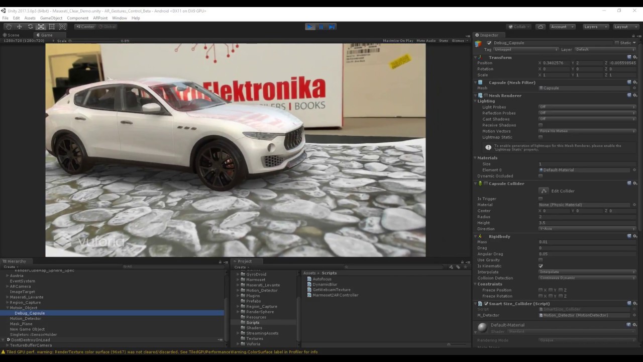 Unity + Vuforia + Gesture control + Dynamic Light