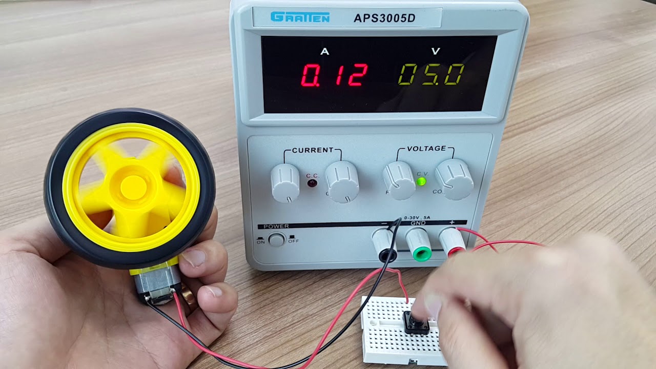 Brushed DC Motor Speed Control Demonstration - Fast Switching with Push Button