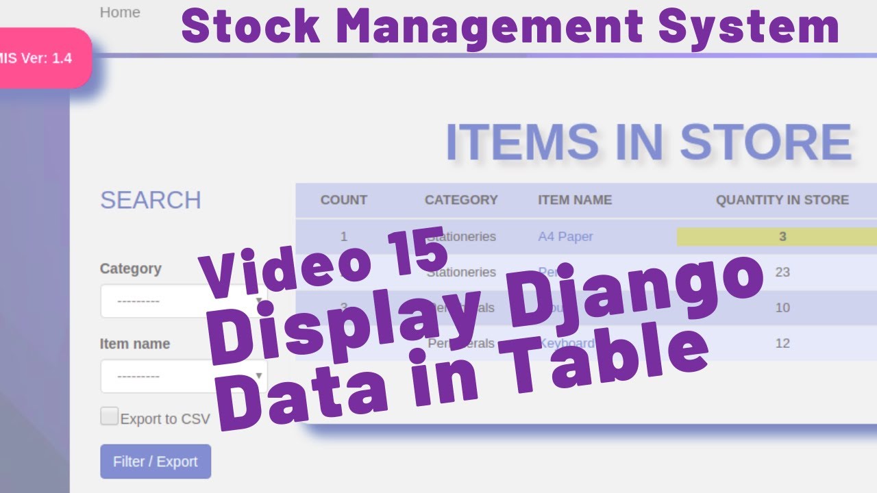 15 STOCK MANAGEMENT SYSTEM - HOW TO DISPLAY DATA IN HTML TABLE IN DJANGO