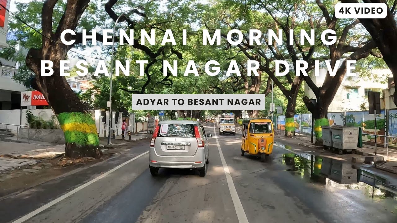 Chennai morning Besant nagar drive|Adyar to Besant nagar|4k| satisfying video  