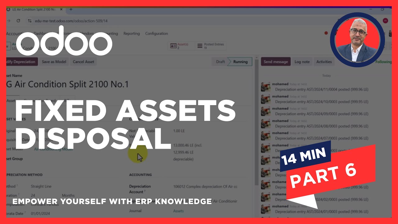 Fixed Assets Disposal at Odoo 18 - كيفية تخريد الأصول الثابتة أو إتلافها نهائيا علي سستم أودوو 18