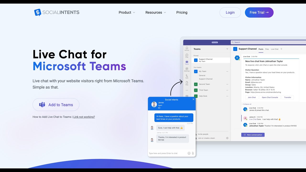 How to Website Chat from Microsoft Teams
