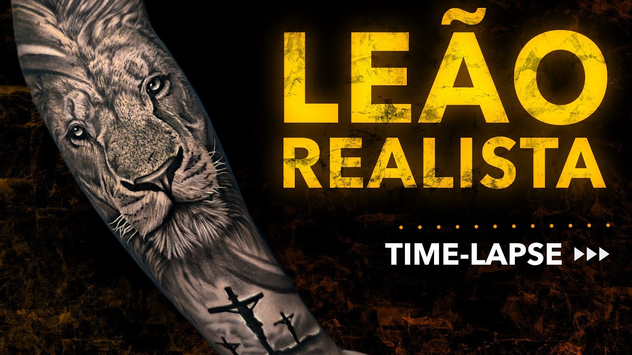 TATUAGEM DE LEÃO REALISTA (TIME-LAPSE) - Realistic lion tattoo