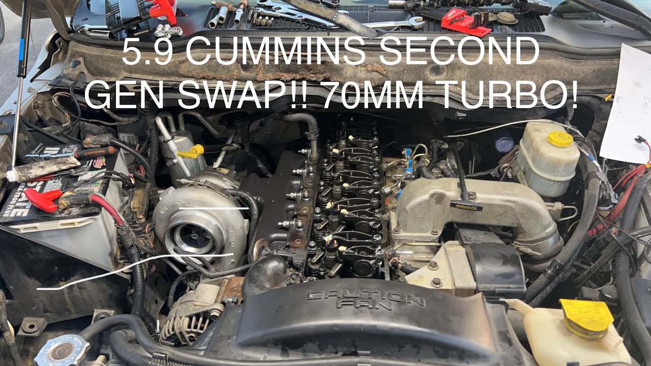 2003 5.9 Cummins second gen swap and head studs! 70mm Garrett turbo with Fleece 2nd gen swap kit!!
