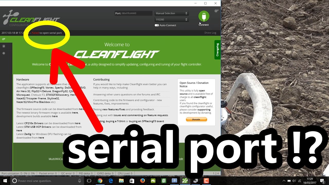 fail to open serial port - Cleanflight - Betaflight - fr
