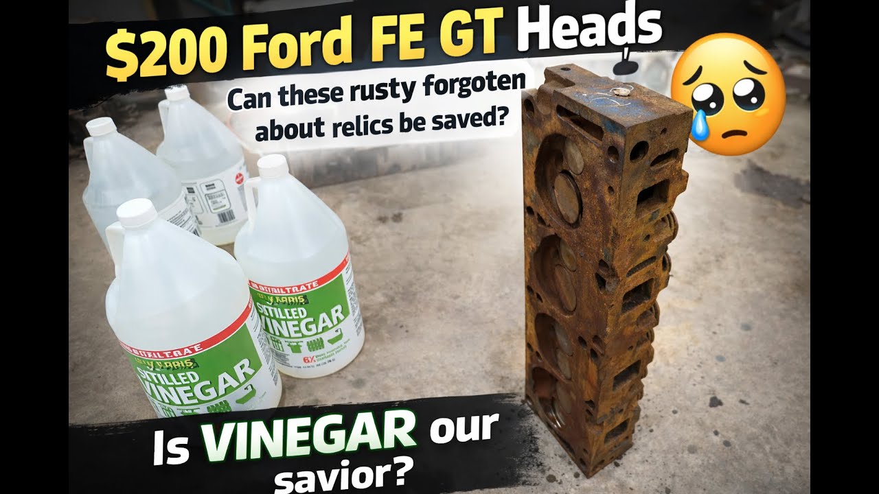 $4 Vinegar vs Junkyard Ford FE GT Heads (Unreal Results) #budget #restoration #rust #fordpower
