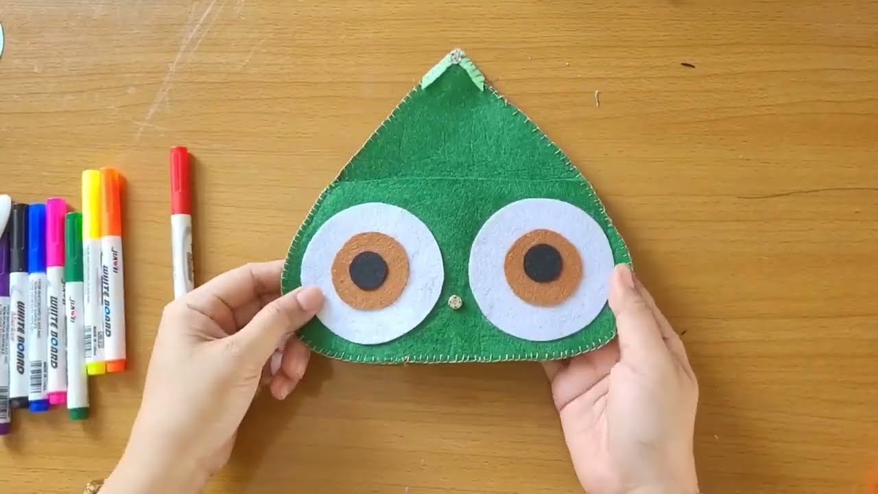 DIY #126 || Hướng Dẫn May Túi Đựng Bút Con Cú Mèo Bằng Vải Nỉ Màu Xanh
