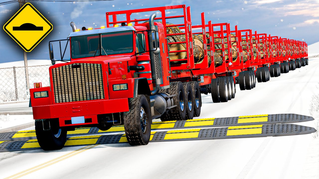 Heavy Trucks vs Speed Bumps – Insanely Satisfying Suspension! #beamngdrive