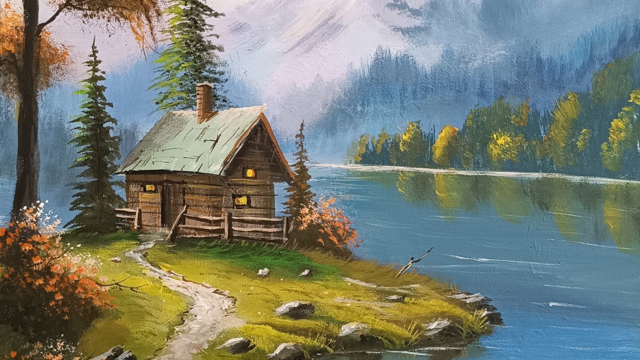 Göl Kenarı Akrilik Boya Landscape Acrylic Painting