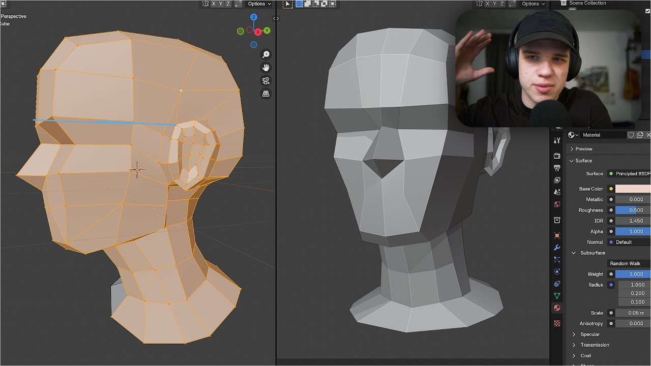 How to make low poly faces for games (blender tutorial)
