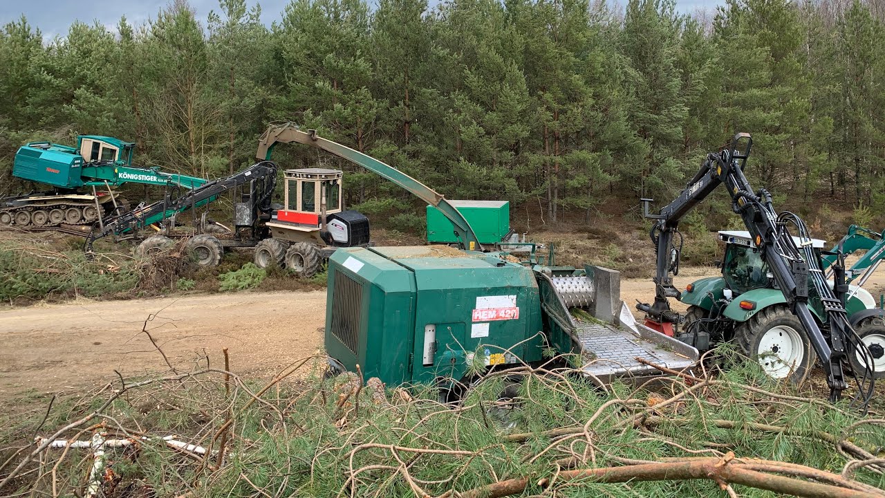 GEPANZERTE Maschinen!  Logset 5f & Königstiger 30S Jenz Hem 420 Energieholz Häckseln 2020