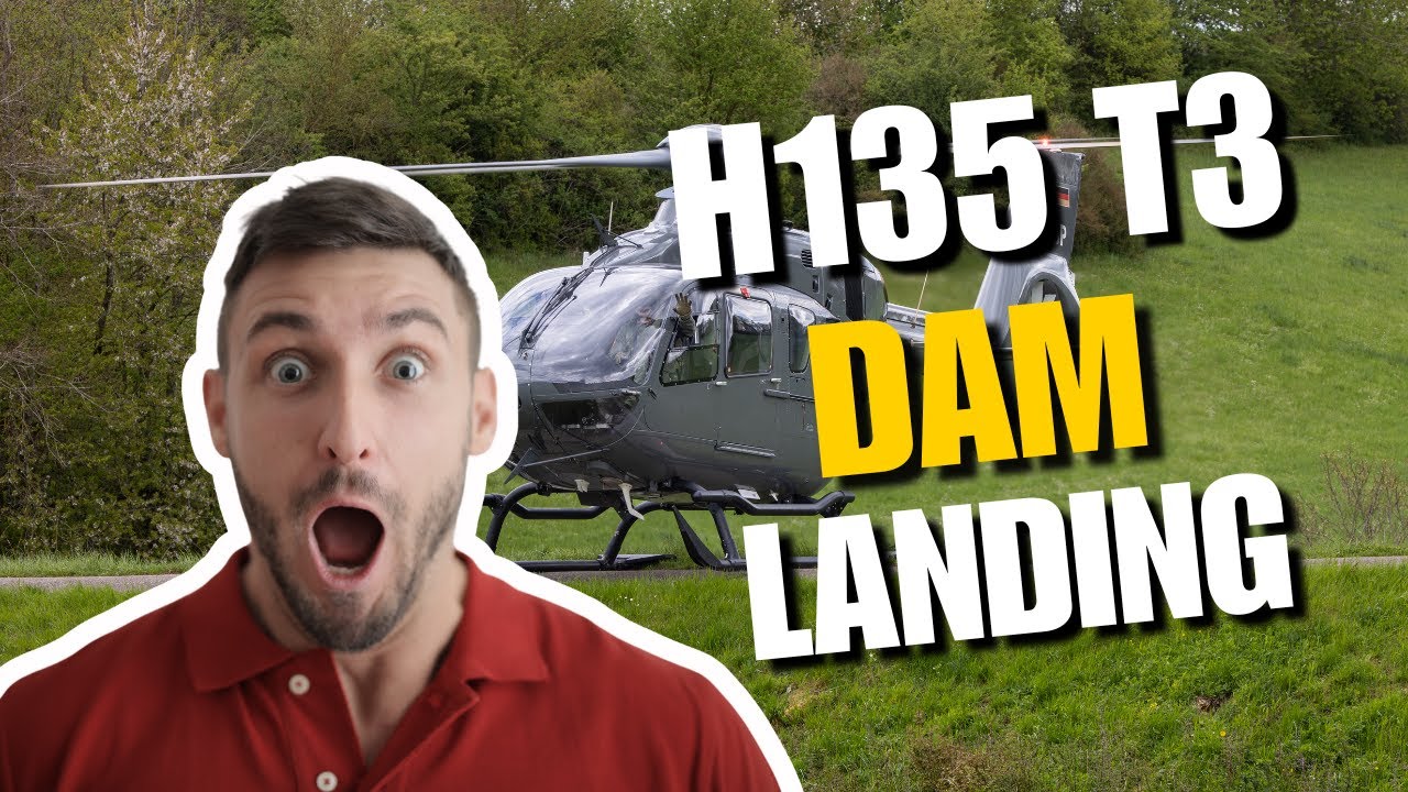 Epic H135 T3 Helicopter Dam Landing &ndash; Stunning Aerial Approach!